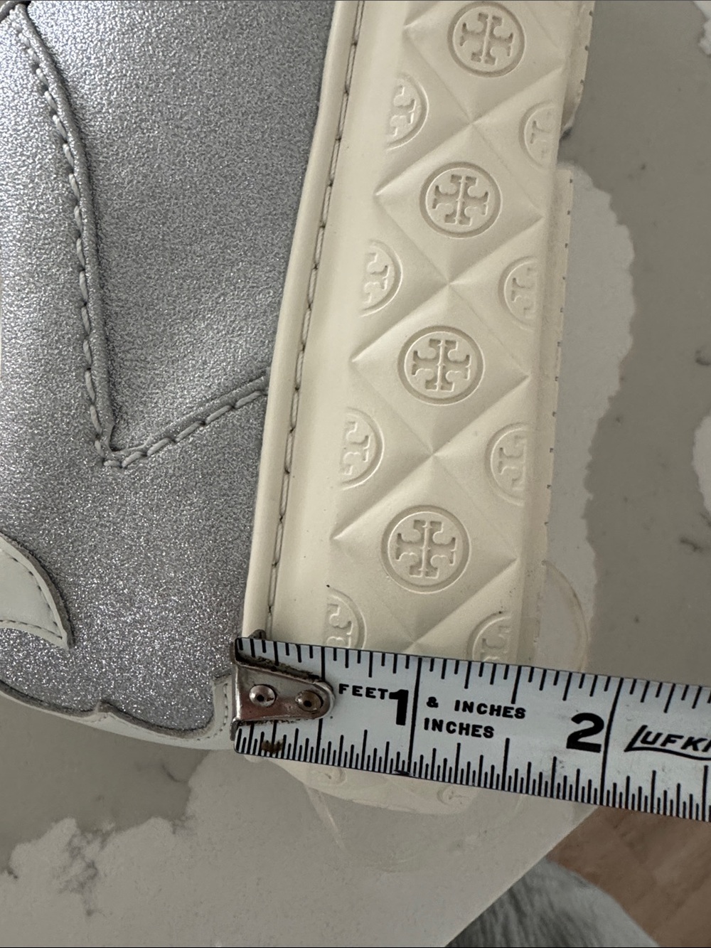Tory Burch Lady Bug Women's Silver Glitter Sneakers Sz 9 - Picture 10 of 10